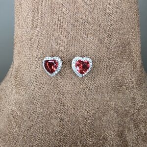 Heart-Shaped Red Earrings